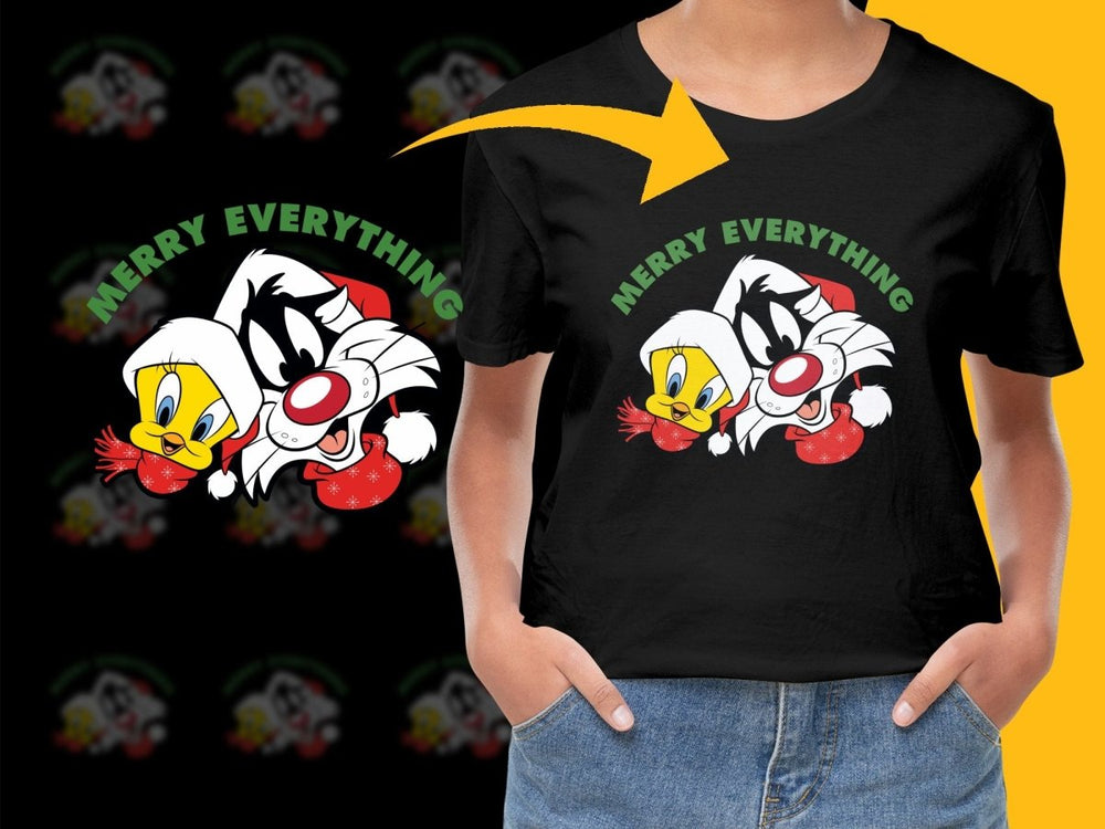 Merry Everything Christmas Tweety and Sylvester PNG File - Teepew