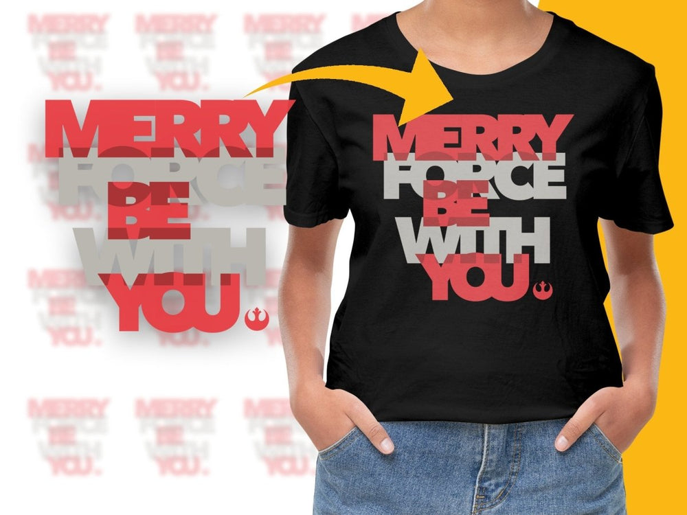 Merry Force Be With You Red White Christmas Digital - Teepew
