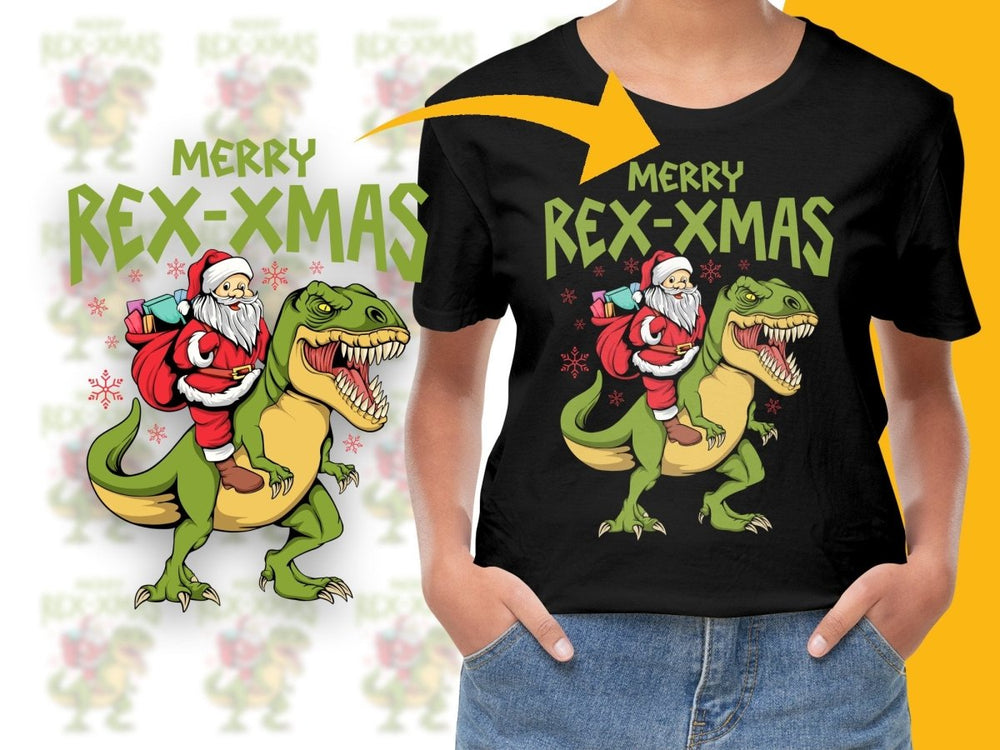 Merry Rex - Mas T - Rex Santa Christmas Graphic PNG File - Teepew