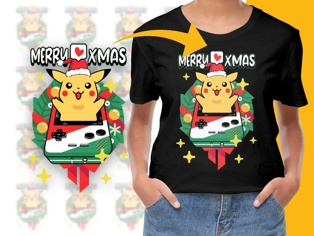 Merry Xmas Pikachu Sitting On Game Console PNG File - Teepew