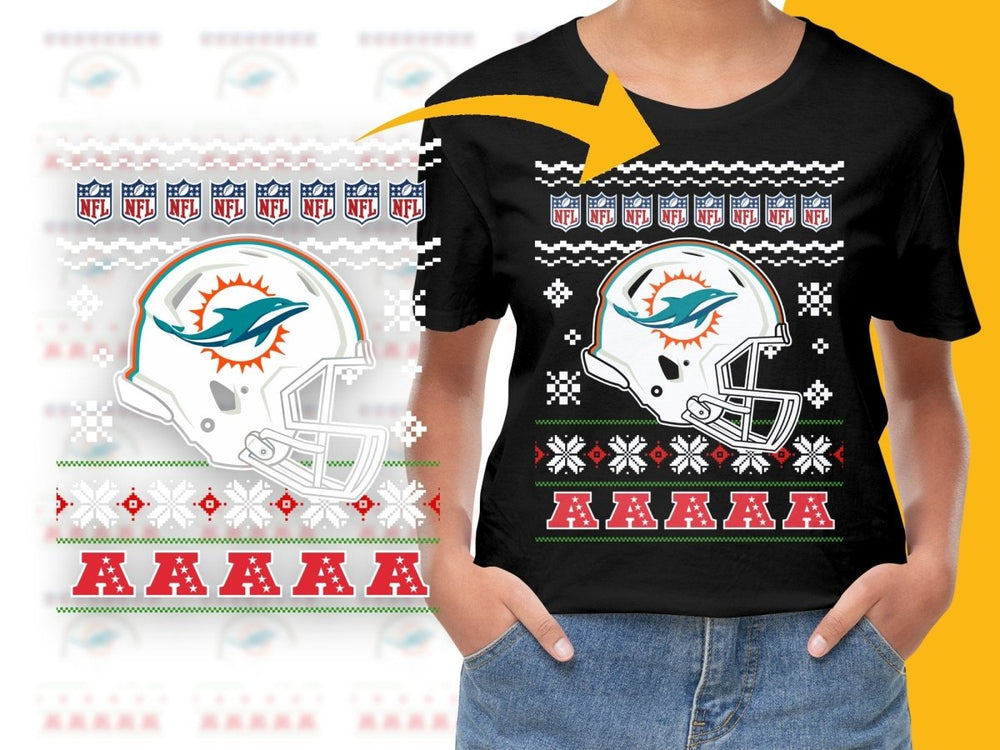 Miami Dolphins Christmas Themed NFL Design PNG File - Teepew
