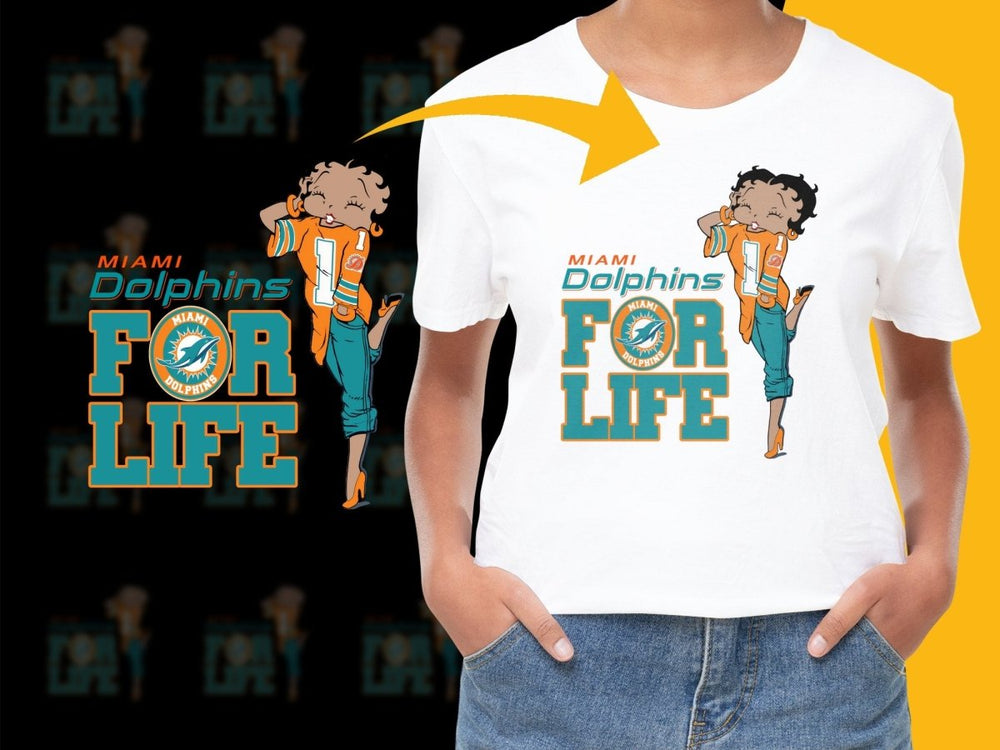 Miami Dolphins For Life Stylized Graphic PNG File - Teepew