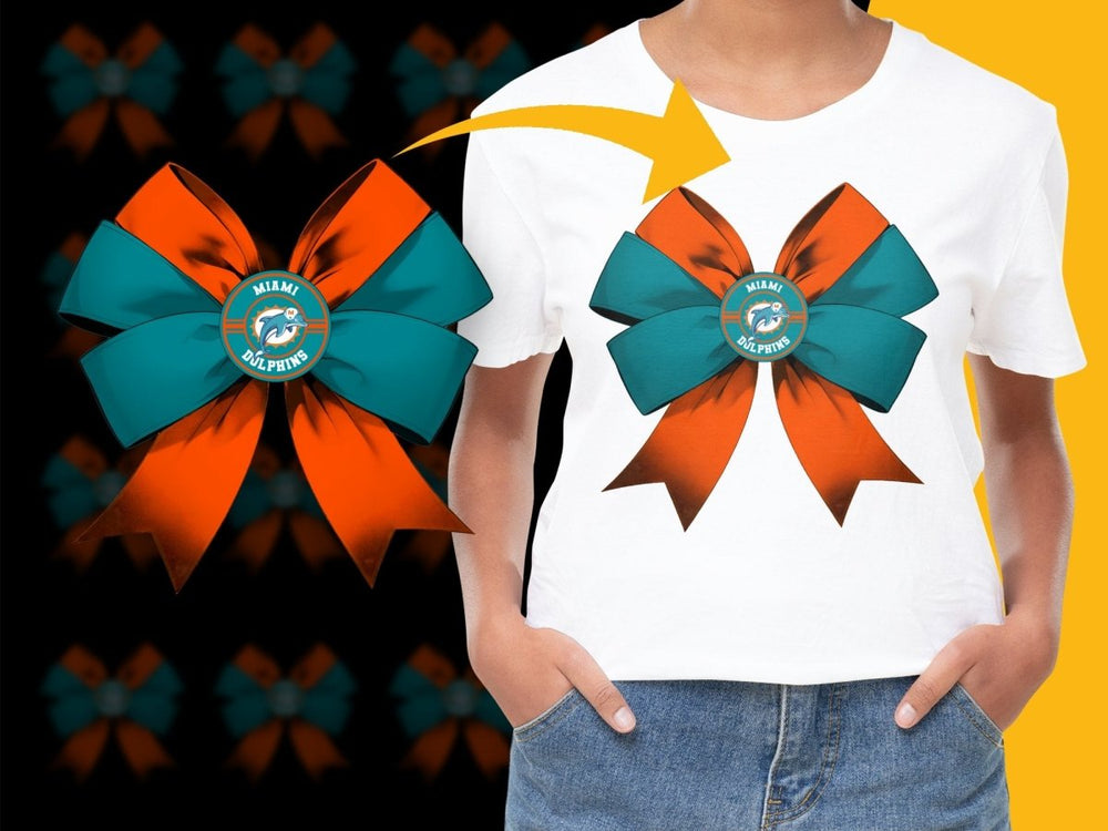 Miami Dolphins Graphic Bow Design PNG File - Teepew