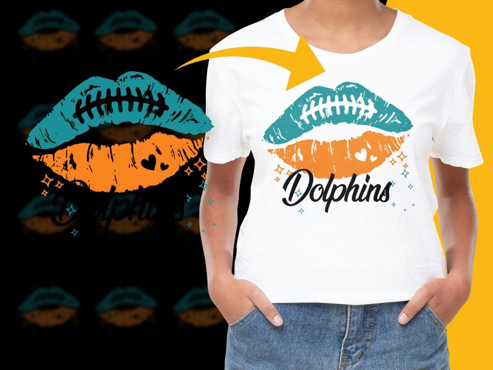 Miami Dolphins Graphic Lip Print PNG File - Teepew
