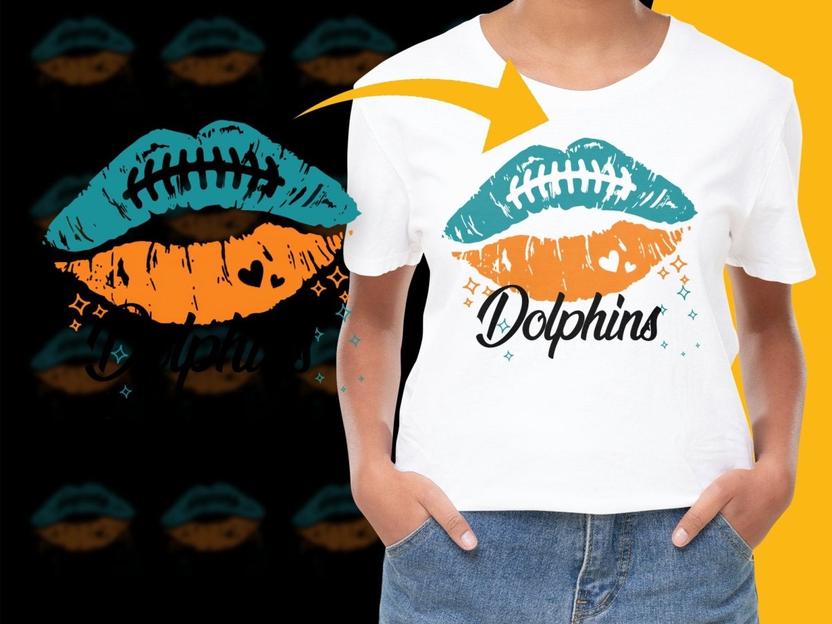 Miami Dolphins Graphic Lip Print PNG File - Teepew
