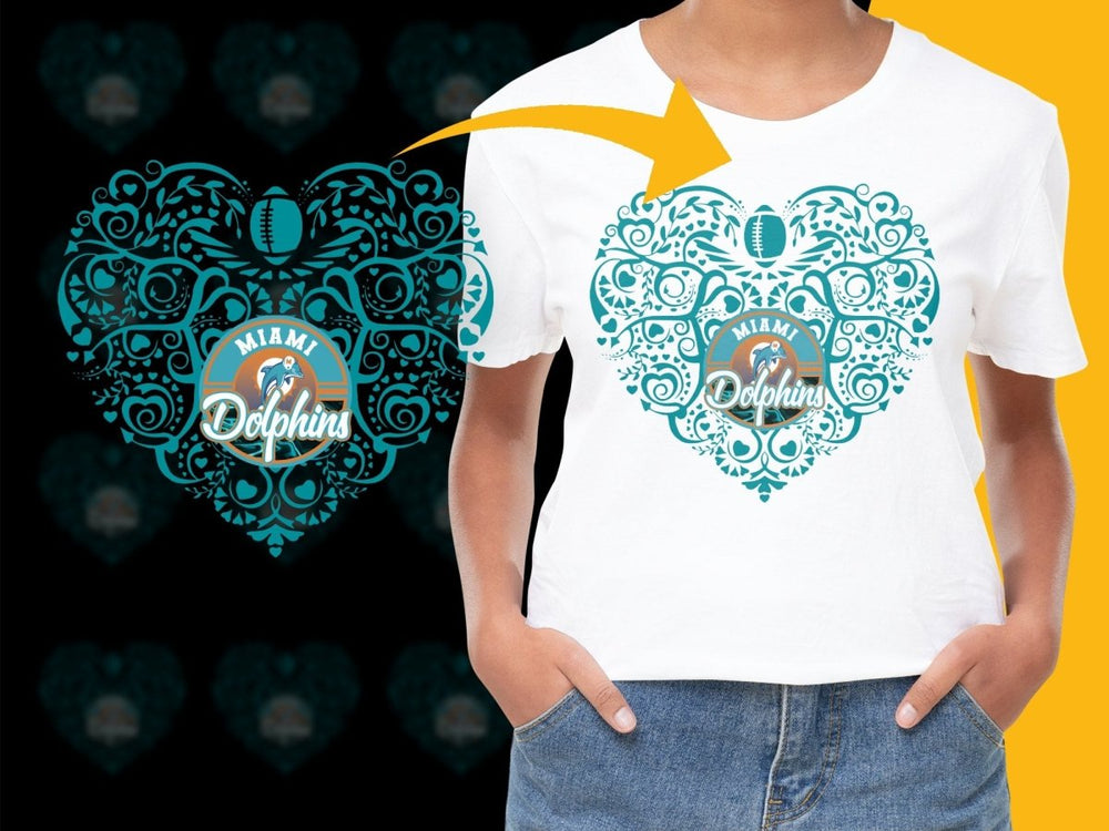Miami Dolphins Heart Design Graphic PNG File - Teepew