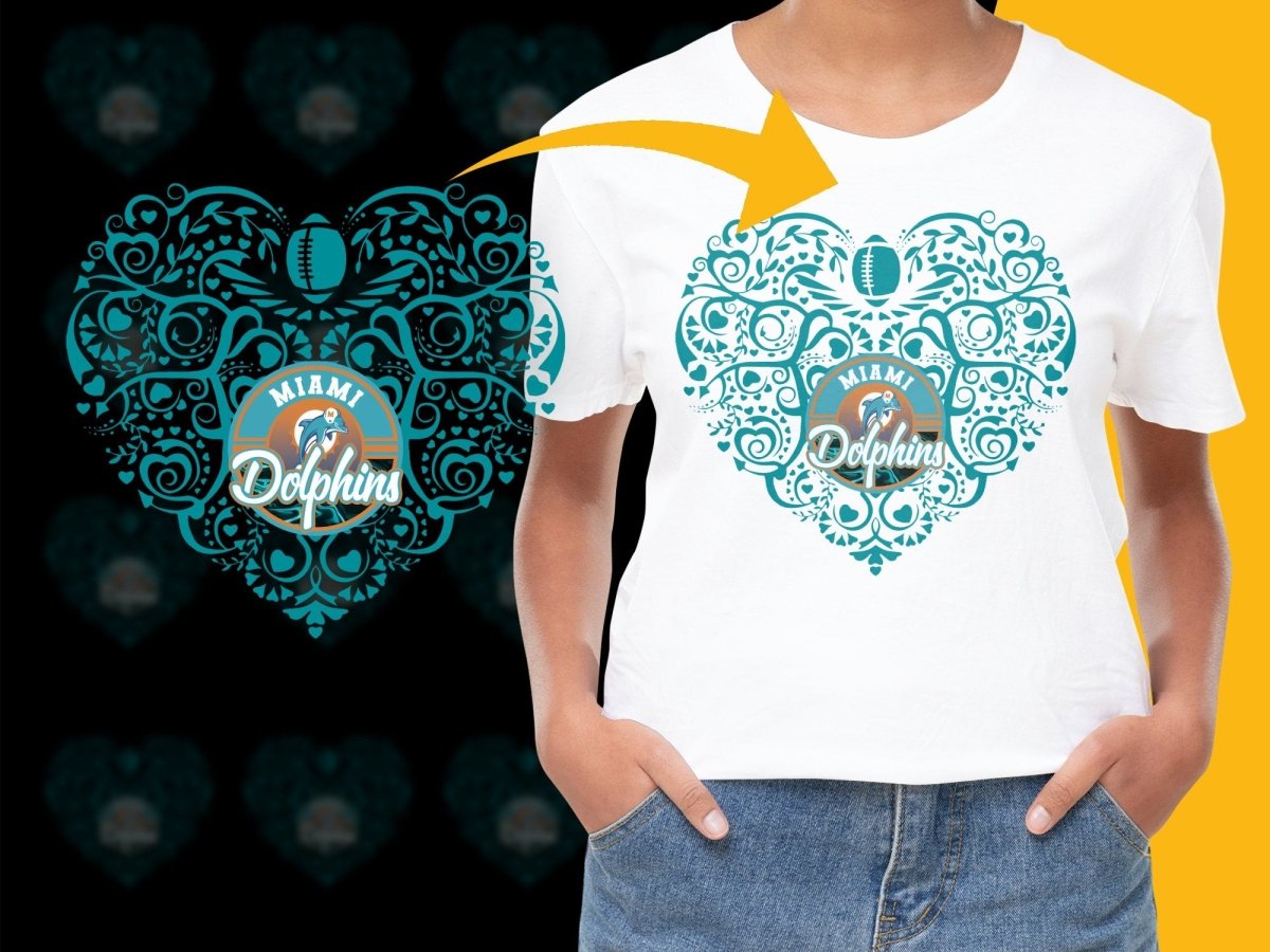 Miami Dolphins Heart Design Graphic PNG File - Teepew