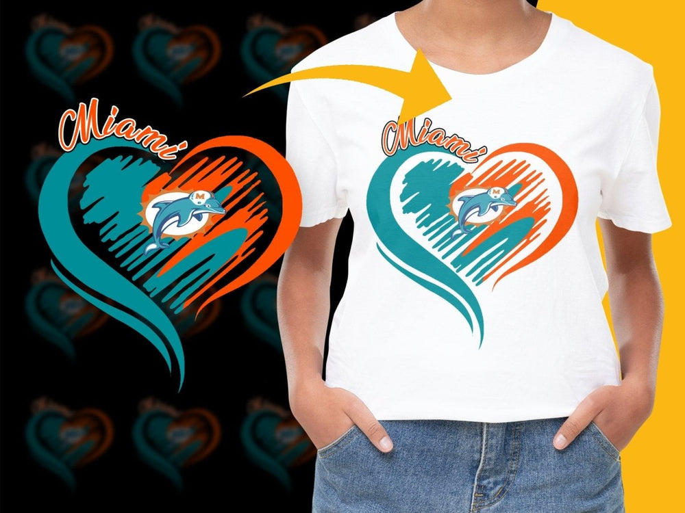 Miami Dolphins Heart Design Graphic PNG File - Teepew