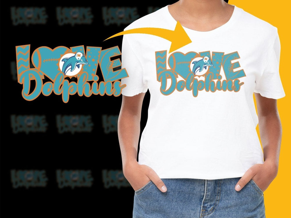 Miami Dolphins Love Graphic Design PNG File - Teepew