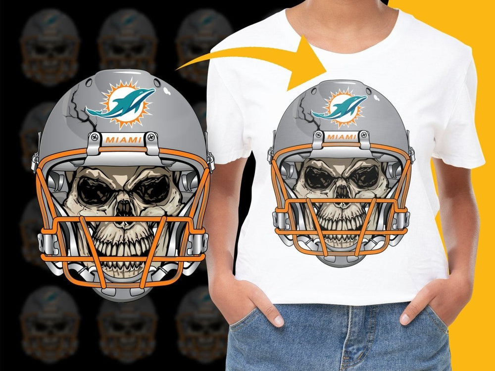 Miami Dolphins Skull Design Football Fan PNG File - Teepew