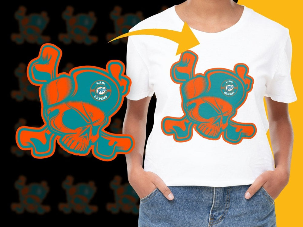Miami Dolphins Skull Design NFL Fan PNG File - Teepew