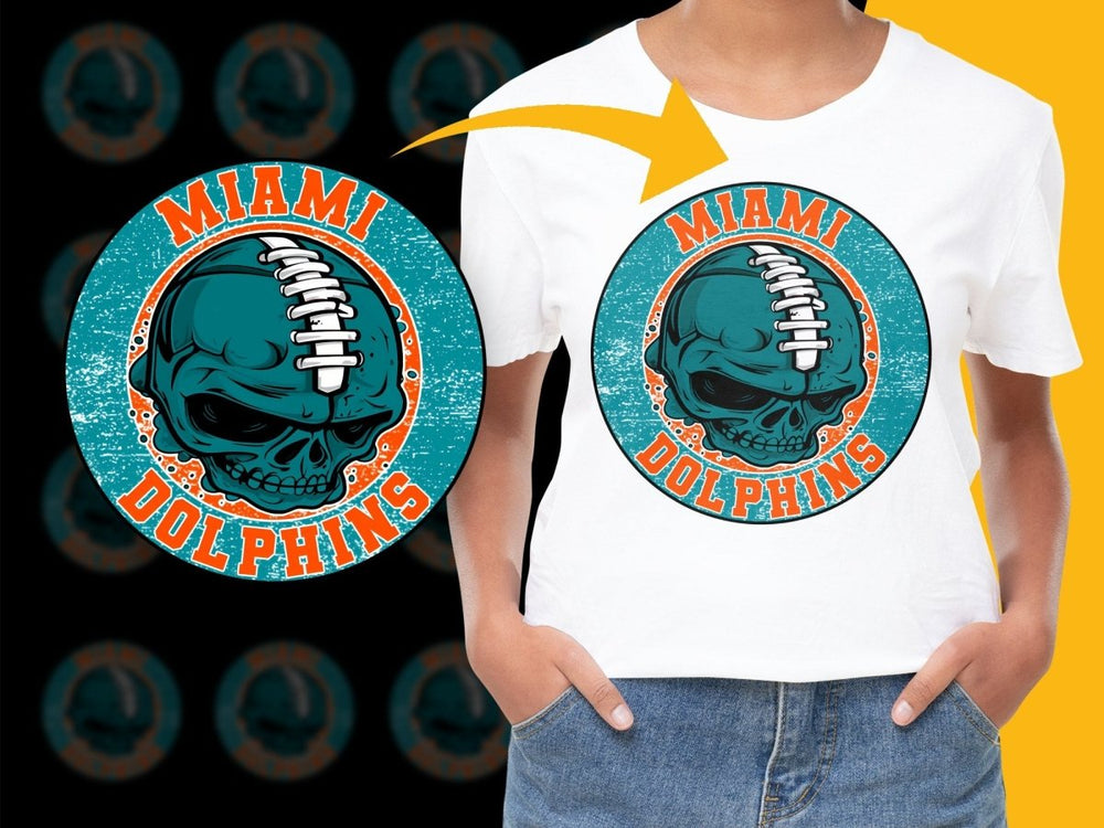 Miami Dolphins Skull Graphic Men Women PNG File - Teepew