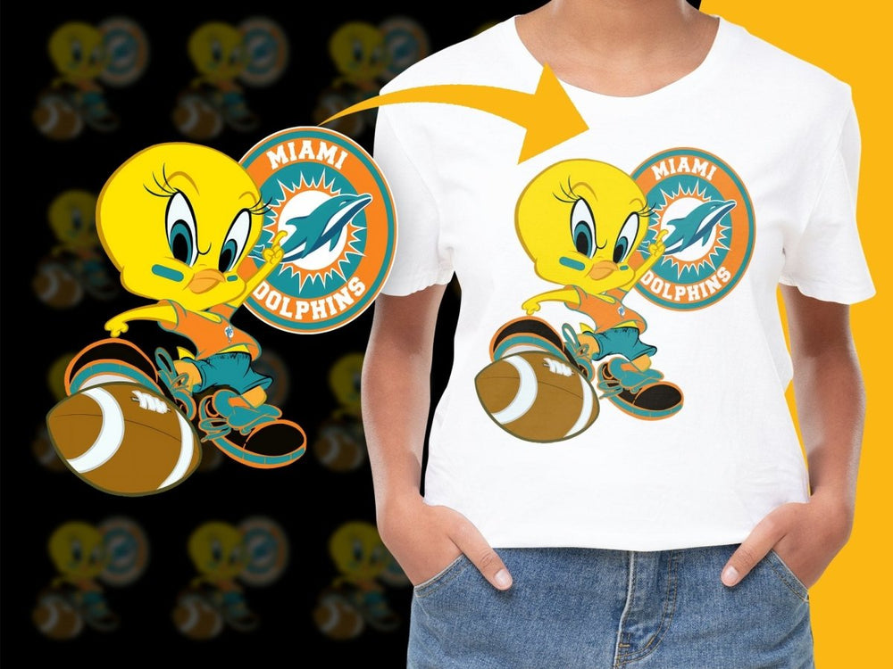 Miami Dolphins Tweety Bird Graphic PNG File - Teepew