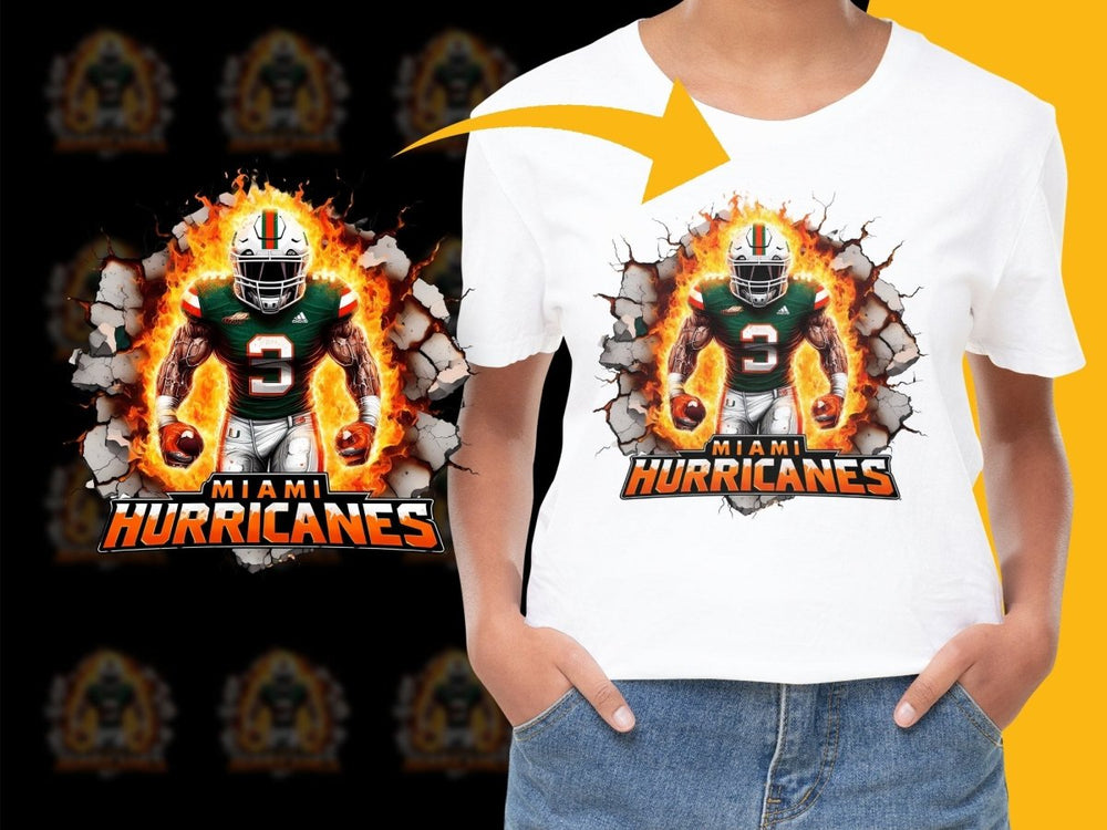 Miami Hurricanes Fiery Football Poster PNG File - Teepew