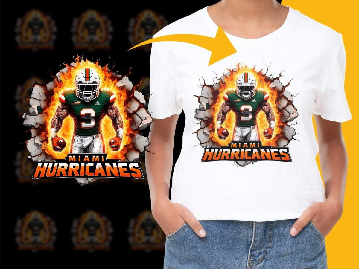 Miami Hurricanes Fiery Football Poster PNG File - Teepew