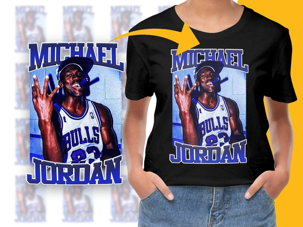 Michael Jordan Chicago Bulls Basketball Star Bootleg PNG File - Teepew