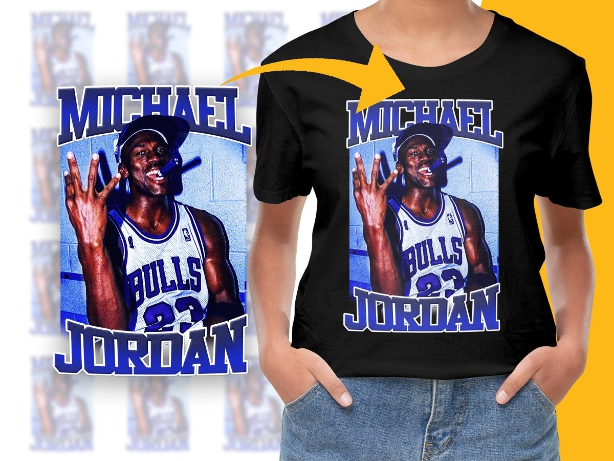Michael Jordan Chicago Bulls Basketball Star Bootleg PNG File - Teepew