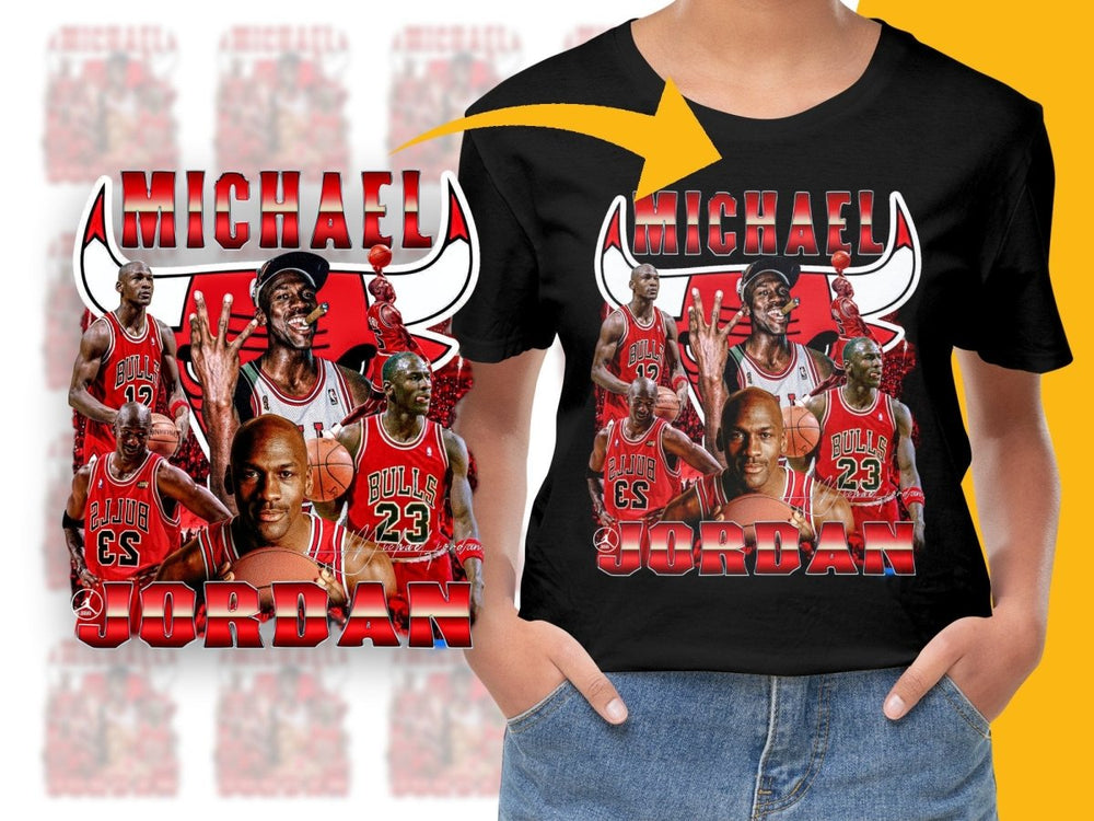 Michael Jordan Retro NBA Chicago Bulls Bootleg PNG File - Teepew