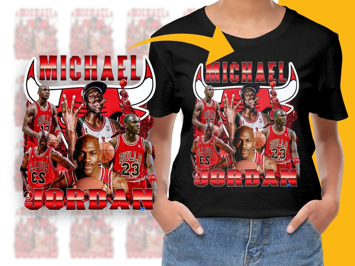 Michael Jordan Retro NBA Chicago Bulls Bootleg PNG File - Teepew