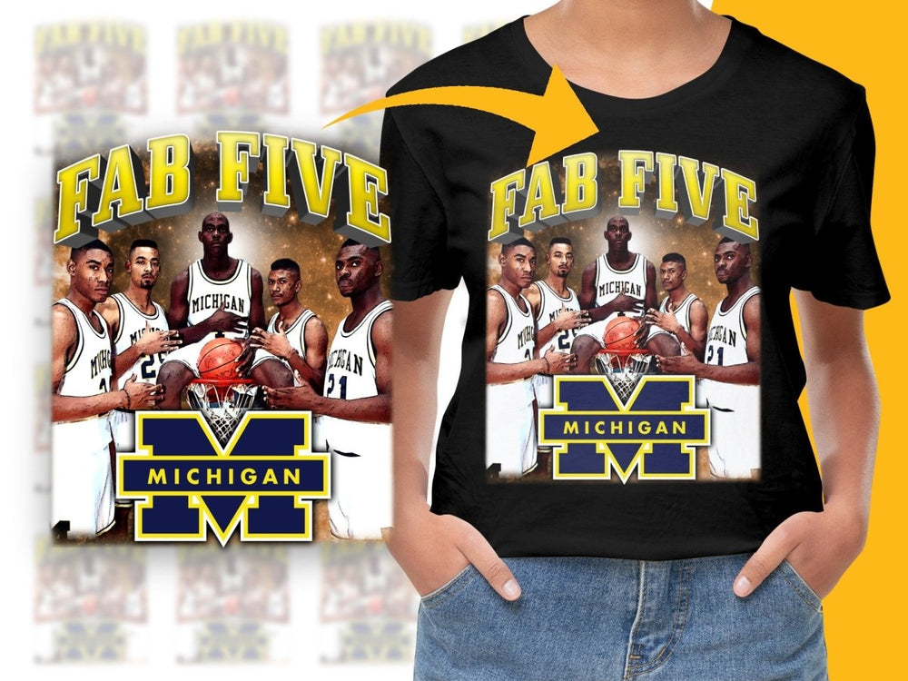 Michigan Fab Five Basketball Team Legends Bootleg PNG File - Teepew