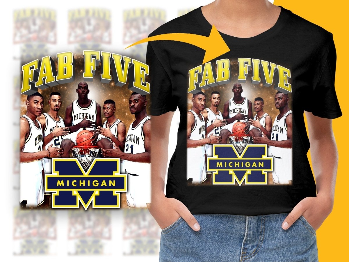 Michigan Fab Five Basketball Team Legends Bootleg PNG File - Teepew