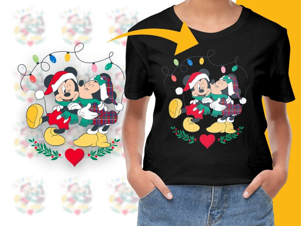 Mickey and Minnie Christmas Kiss Cute PNG File - Teepew