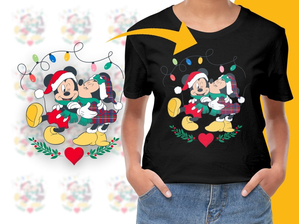 Mickey and Minnie Christmas Kiss Cute PNG File - Teepew