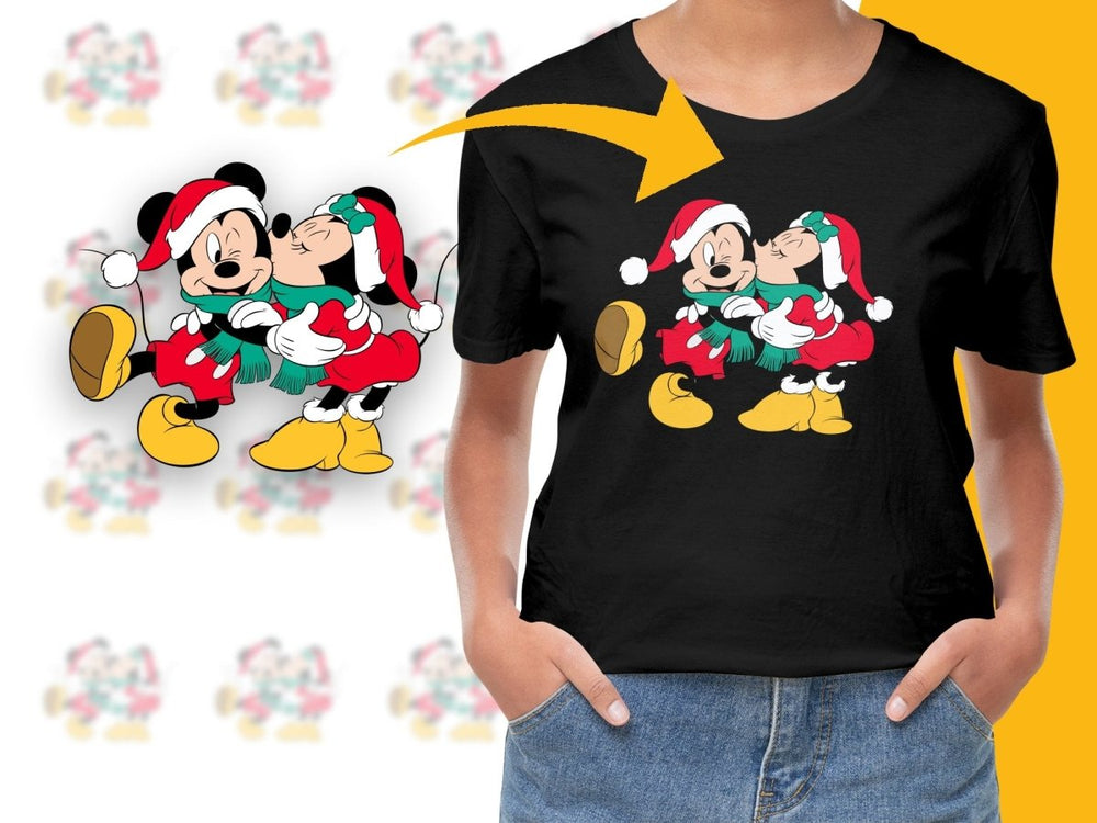 Mickey and Minnie Christmas Kiss Graphic PNG File - Teepew