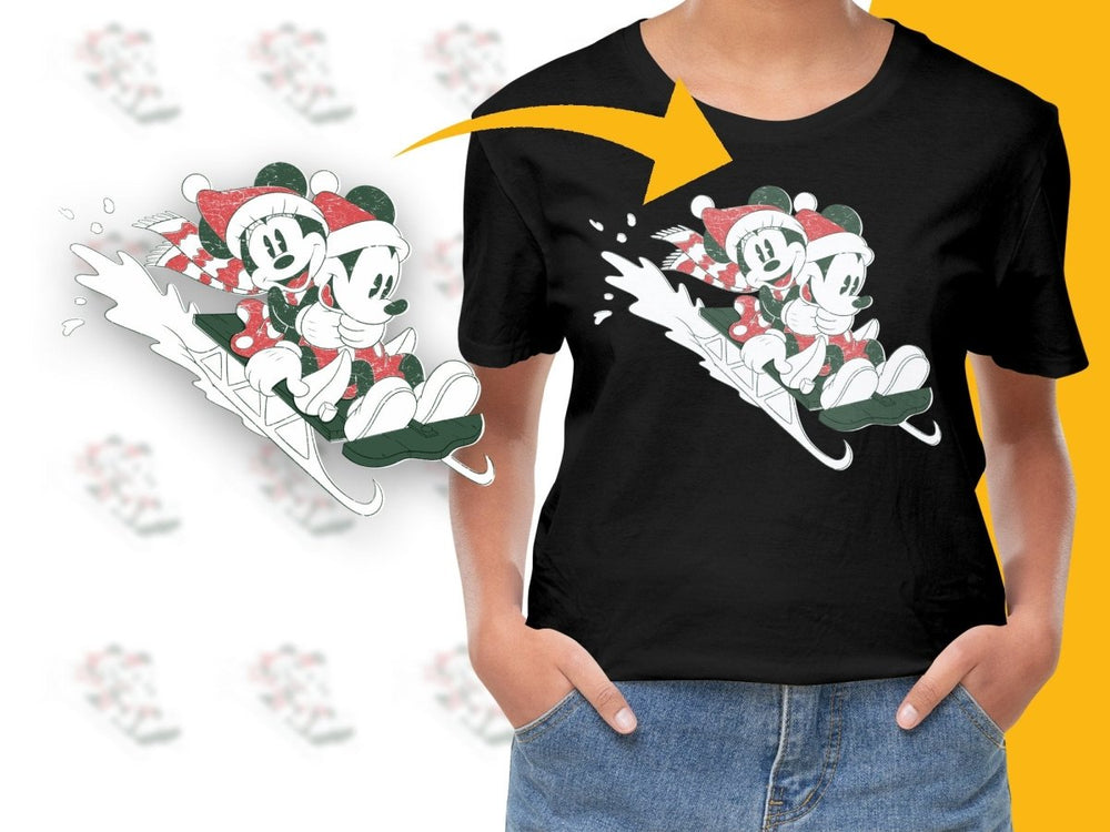 Mickey and Minnie Christmas Sledding Adventure PNG File - Teepew