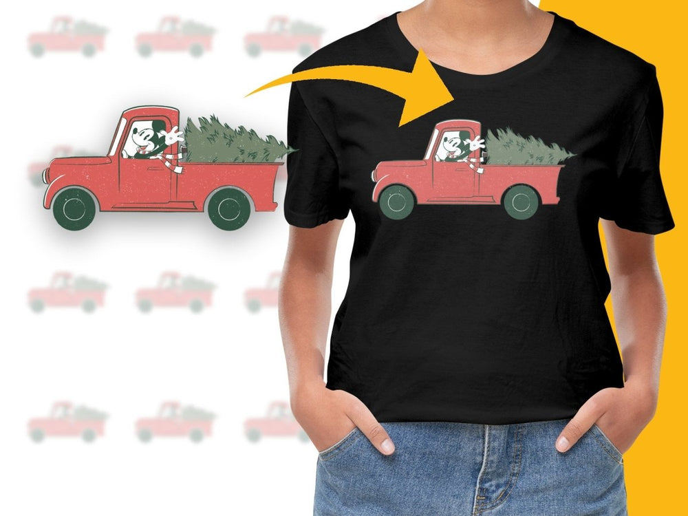 Mickey and Minnie Driving Vintage Truck Christmas PNG File - Teepew