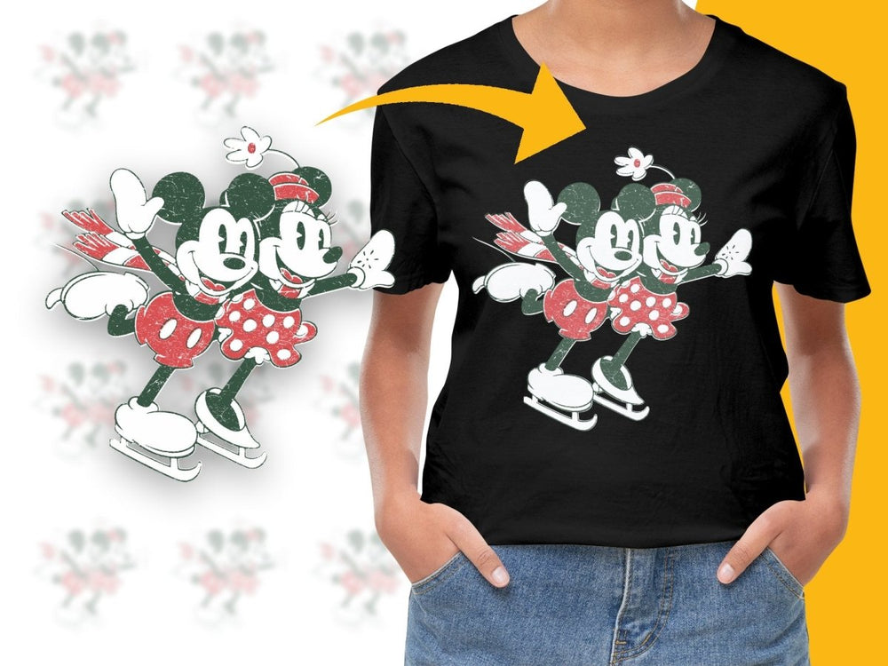 Mickey and Minnie Ice Skating Christmas PNG File - Teepew
