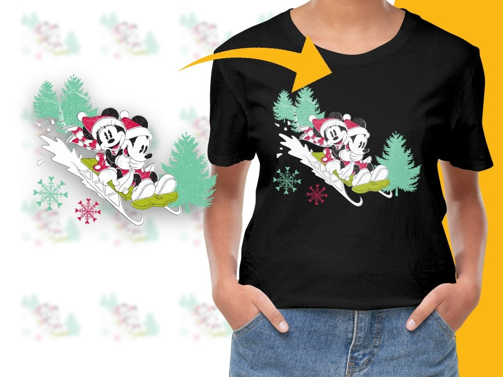 Mickey and Minnie Mouse Christmas Sledding PNG File - Teepew
