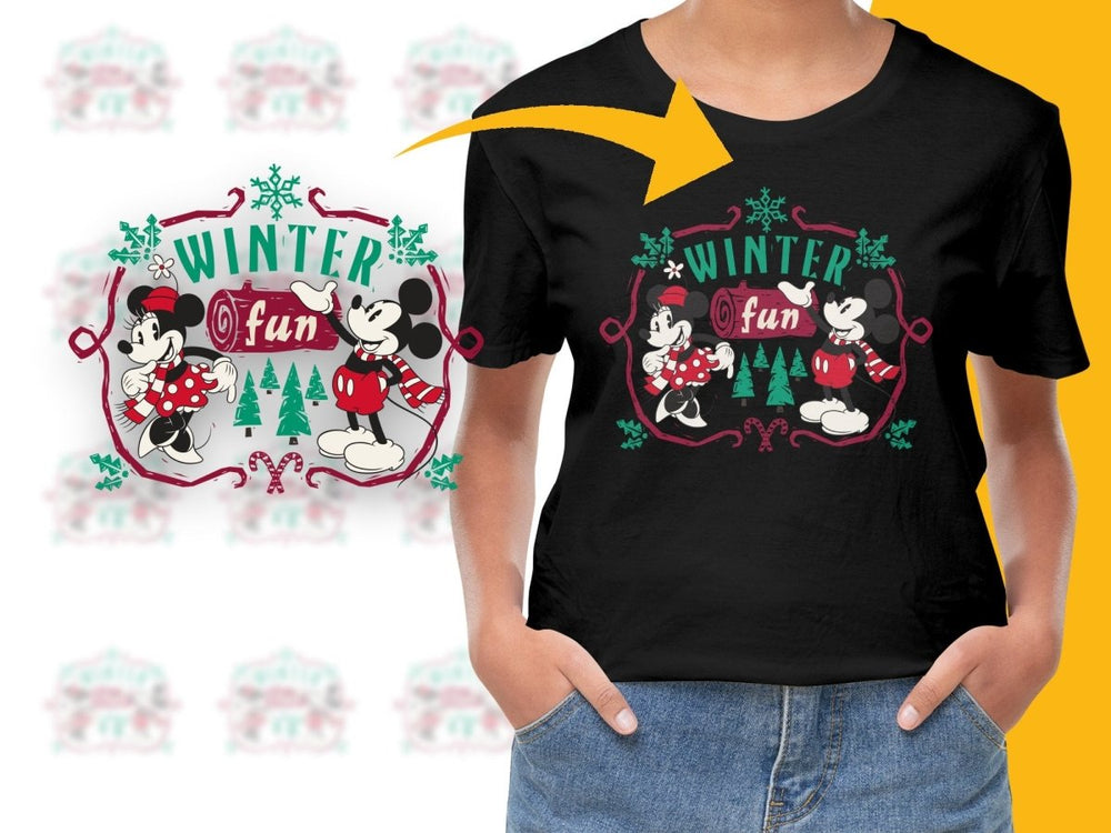 Mickey and Minnie Mouse Christmas Winter Fun PNG File - Teepew