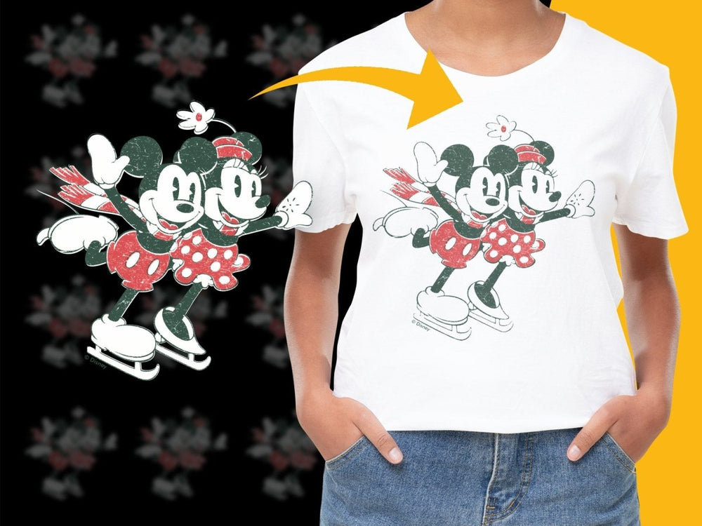 Mickey and Minnie Mouse Ice Skating Christmas PNG File - Teepew