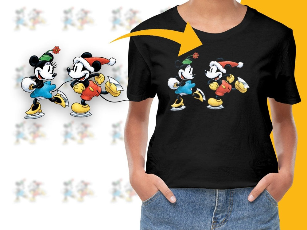 Mickey and Minnie Mouse Ice Skating Christmas PNG File - Teepew