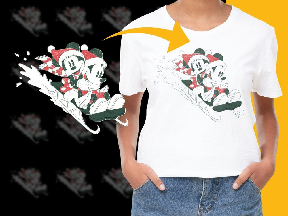 Mickey and Minnie Mouse Sledding Christmas PNG File - Teepew