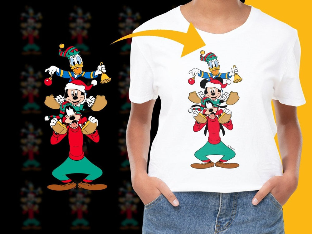 Mickey Donald Goofy Christmas Stack PNG File - Teepew