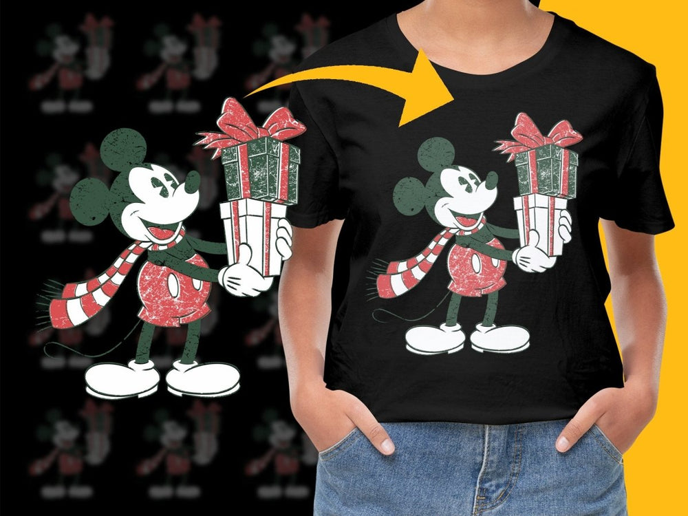 Mickey Holding Presents Christmas Graphic PNG File - Teepew