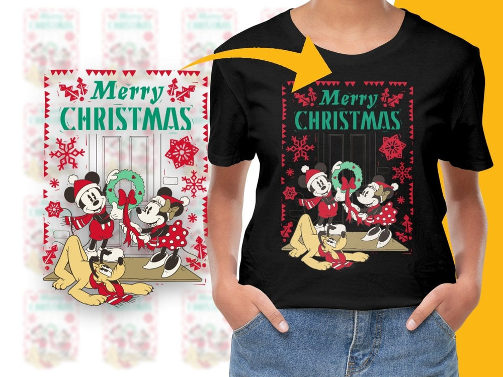 Mickey Mouse and Minnie Christmas Door Decor PNG File - Teepew