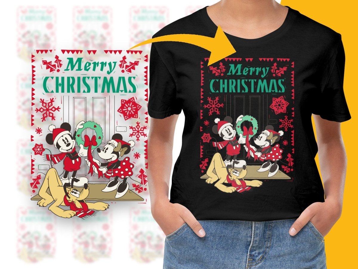 Mickey Mouse and Minnie Christmas Door Decor PNG File - Teepew