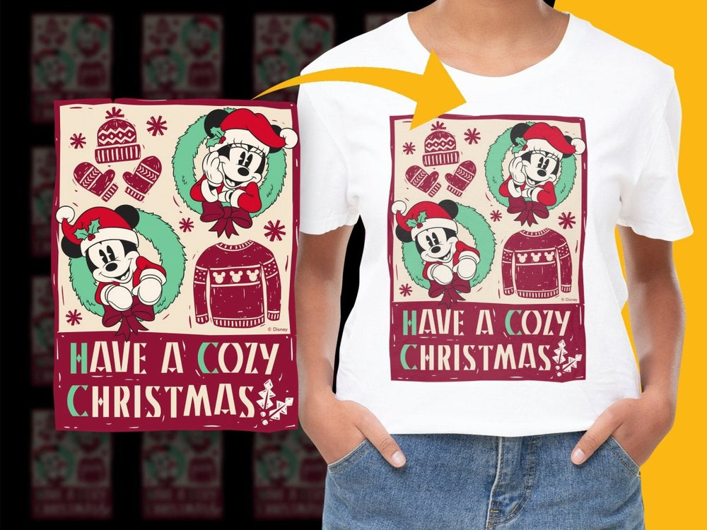 Mickey Mouse and Minnie Mouse Cozy Christmas PNG File - Teepew