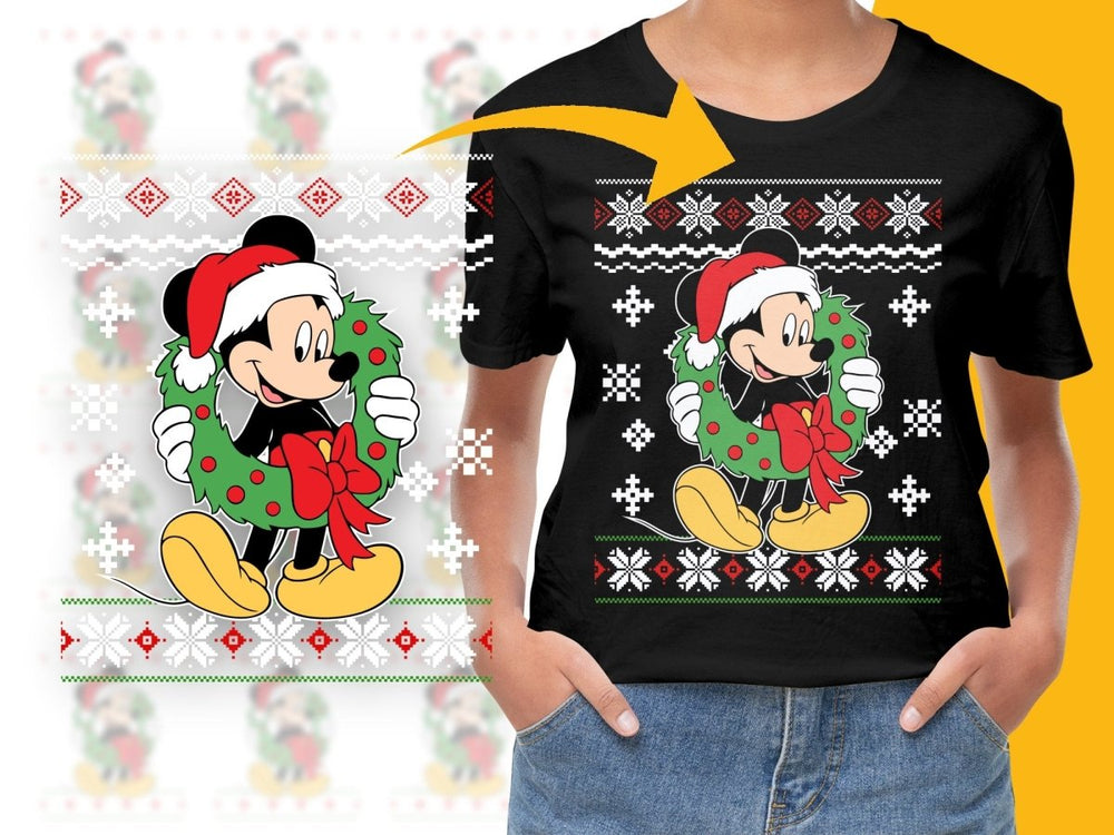 Mickey Mouse Holding Christmas Wreath PNG File - Teepew