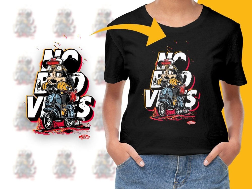 Mickey Mouse No Bad Vibes Cool Motorcycle PNG File - Teepew