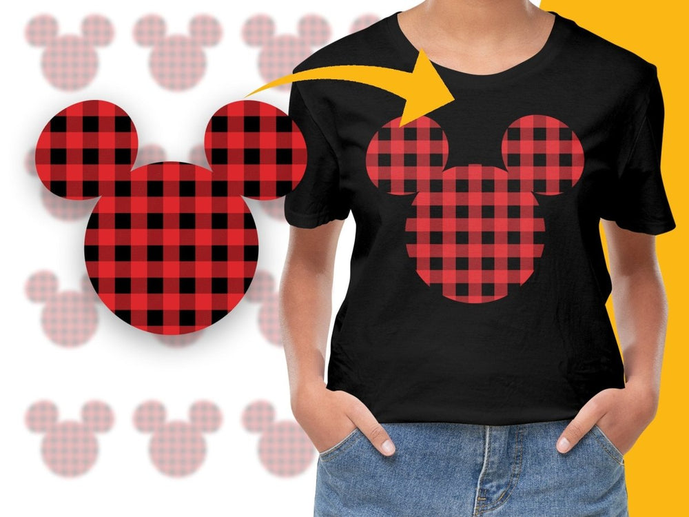 Mickey Mouse Red Plaid Christmas Graphic Design PNG File - Teepew