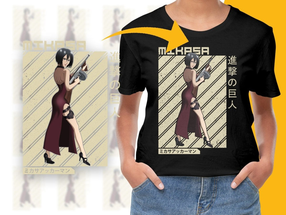 Mikasa with Weapon Anime Artwork PNG Digital Download - Teepew