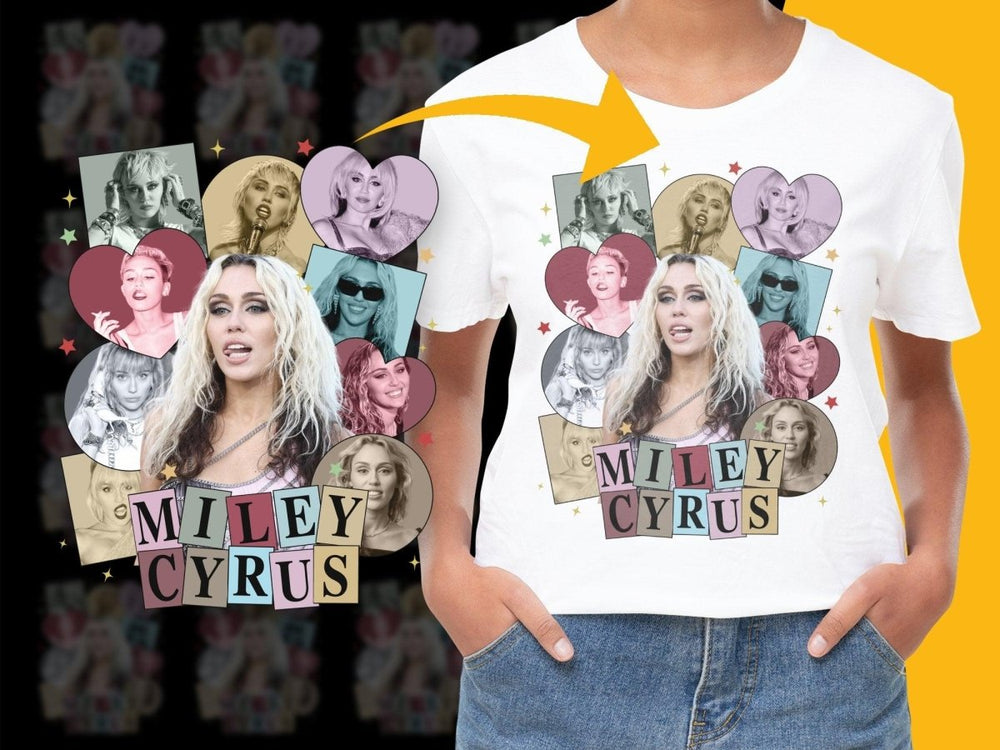 Miley Cyrus Graphic Collage Heart and Stars PNG File - Teepew