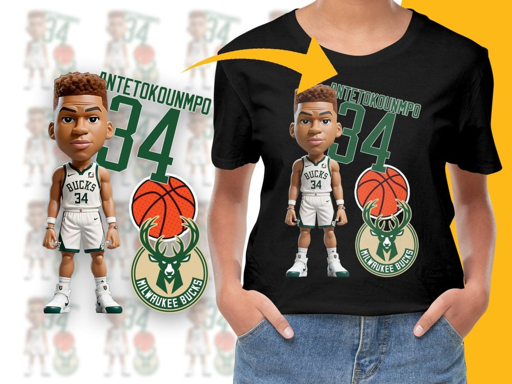 Milwaukee Bucks Giannis Antetokounmpo Cartoon Basketball Player PNG File - Teepew