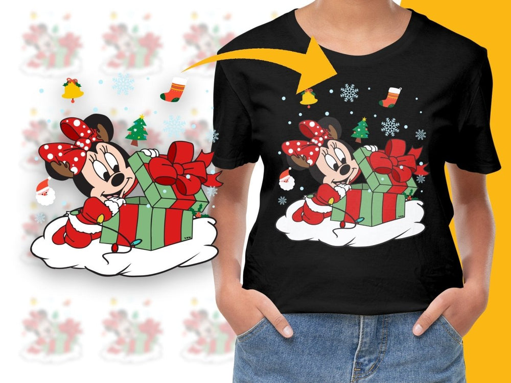 Minnie Mouse Christmas Gift Unwrapping Fun PNG File - Teepew