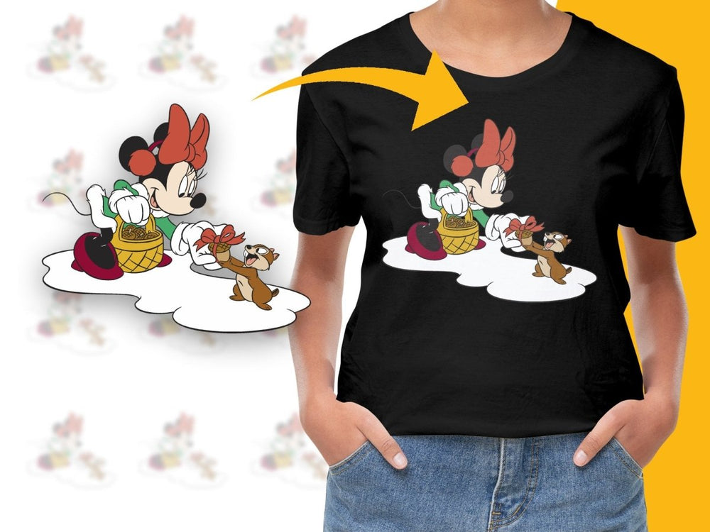 Minnie Mouse Giving Chipmunk Gift Christmas PNG File - Teepew