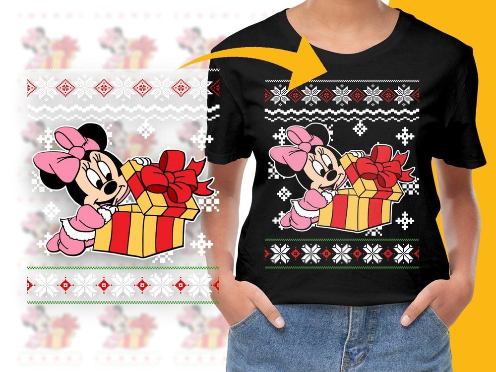 Minnie Mouse Opening Christmas Gift Graphic PNG File - Teepew